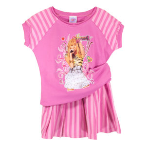 Детски комплект блуза и пола, “Хана Монтана”, тъмно розово рае
