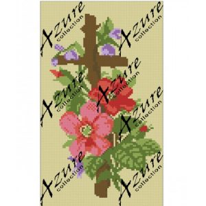 Щампиран гоблен Кръст с цветя, Cross with flowers printed tapestry, C105