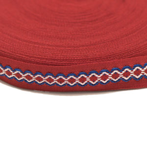 Лента с фолклорни мотиви (шевица), в червен, бял и син цвят, 1.8 см